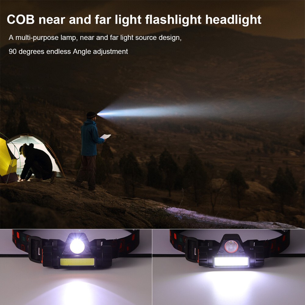 USB Rechargeable Forehead Head Light LED Rotation Waterproof Headlamp Flashlight