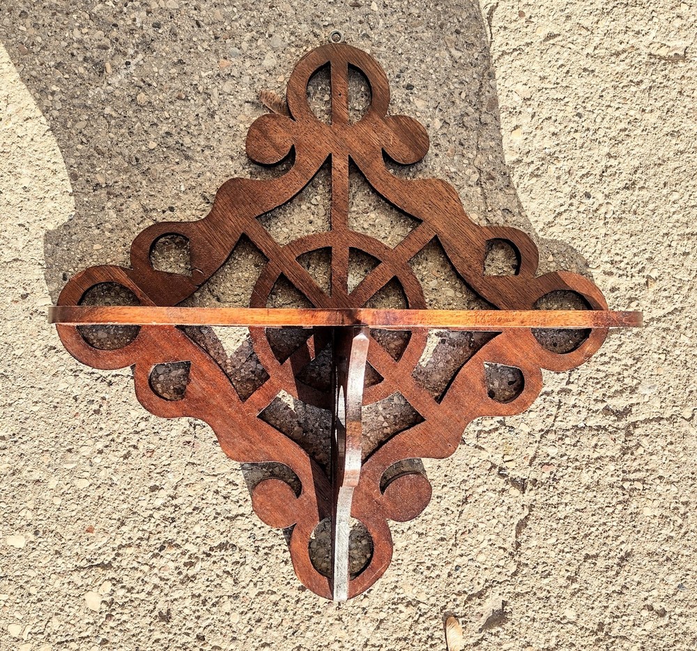 Vintage Antique Scroll Cut Solid Wood Wall Clock Shelf Nautical Fretwork