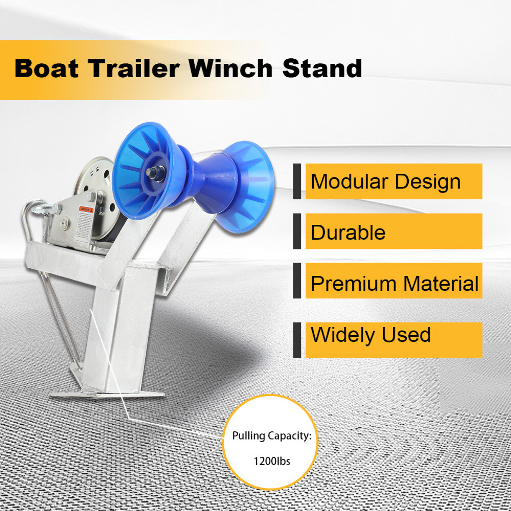 Adjustable 4" Tall Boat Trailer Winch Stand with Roller, Boat Trailer Winch Post