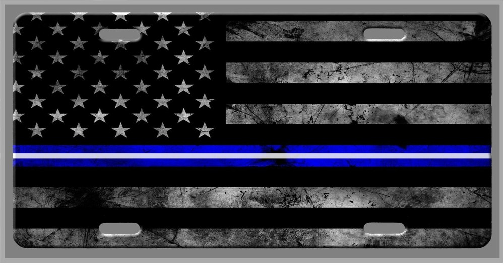 Thin Blue Line Police Car Vanity Tag - License Plate