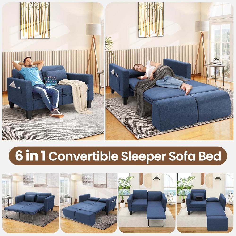 6-IN-1 Sleeper Sofa Bed Innovative Multi-functional Sofa Bed Couch for Family