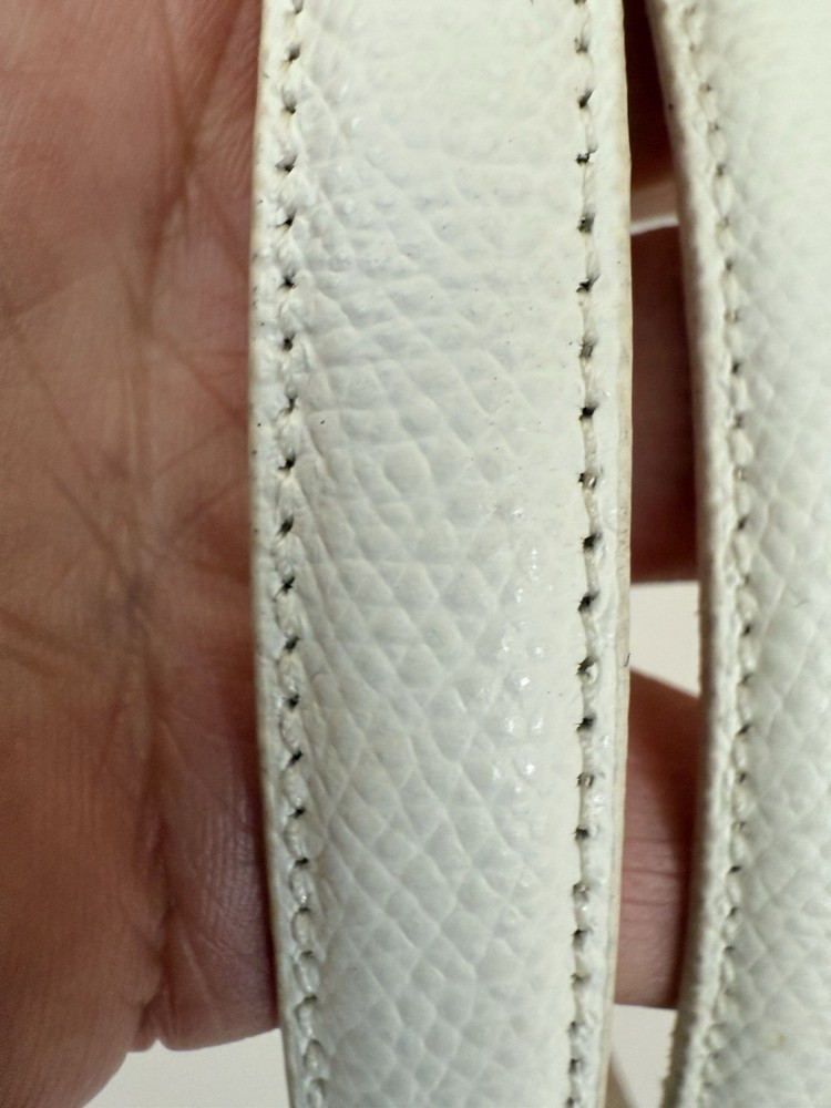 Terry Stack Size XL Minimalist Belt Off White Italian Leather Hook Loop Closure