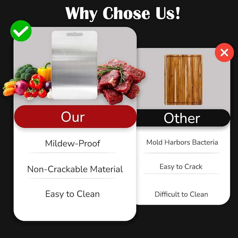 Titanium Cutting Board 14x10 Double-Sided Scratch Resistant Durable Kitchen US