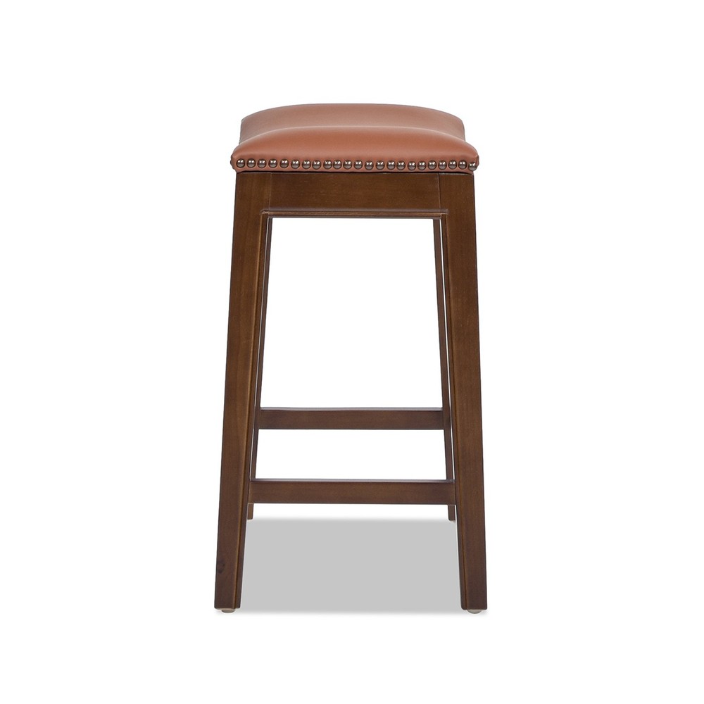 Barlow 24.5" Top Grain Leather Backless Saddle Counter Stool