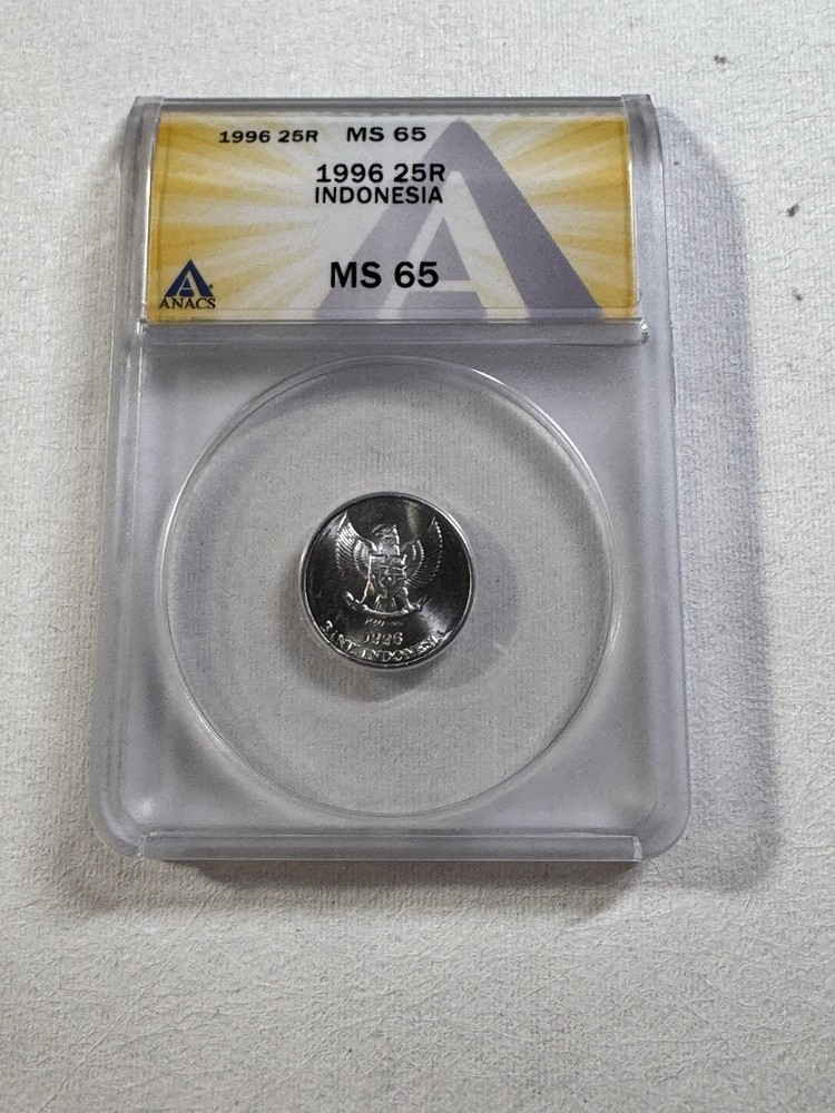 1996 Indonesia 25 Rupiah Graded MS 65 by ANACS