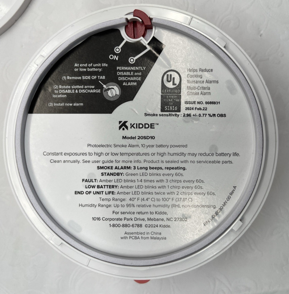 TWO (2) Kidde DETECT Smoke Fire Alarms Model 20SD10