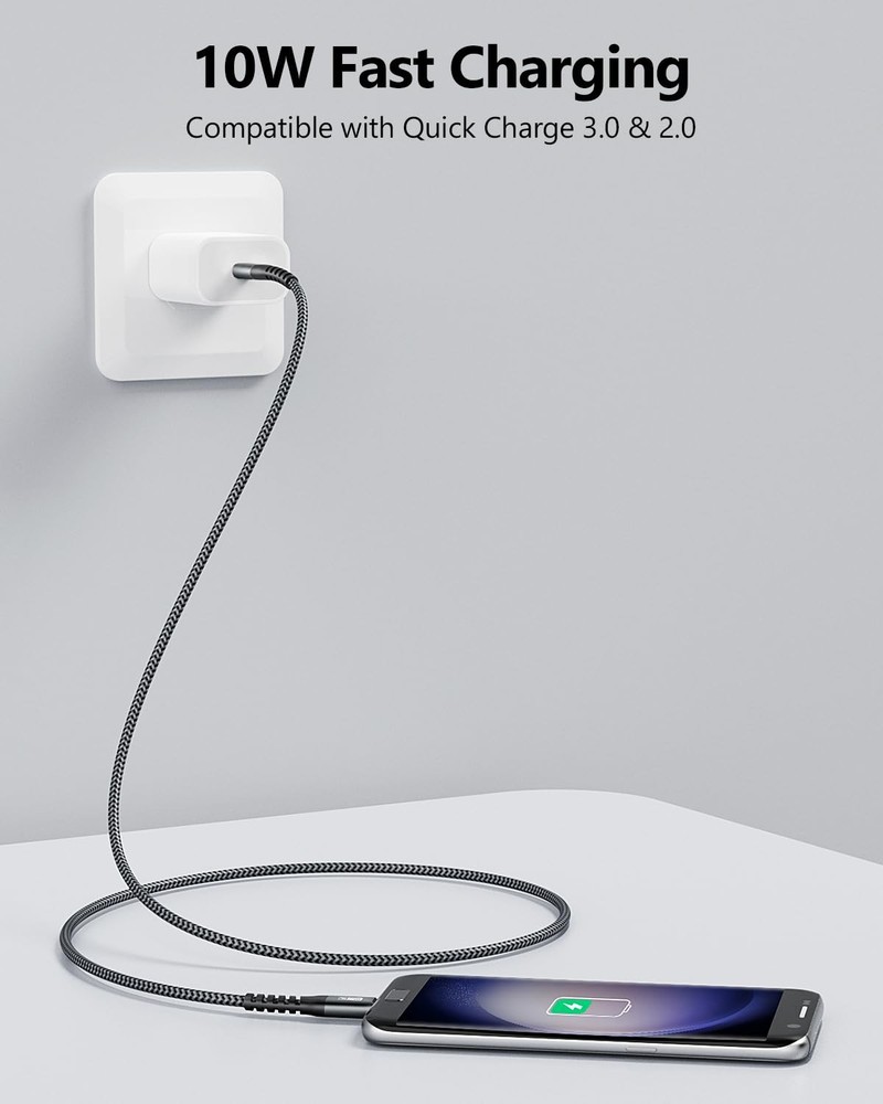 SUNGUY 2-Pack USB C to Micro Cable 3.3FT, Braided Grey