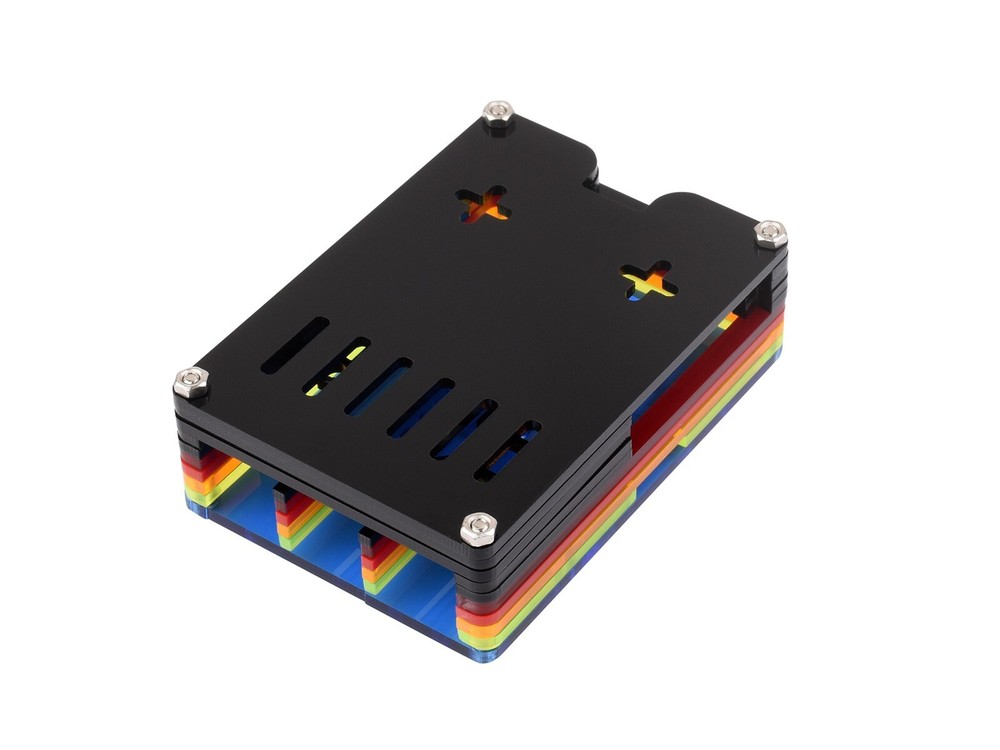 Waveshare Rainbow Acrylic Case For Raspberry Pi 5 Support Official Active Cooler