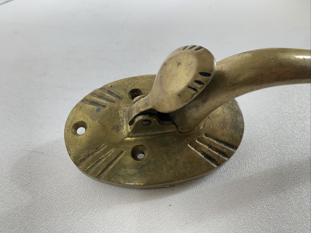 Vintage Large Art Deco Solid Brass Pull Thumb Latch Doorknob Handle 10.5” Long