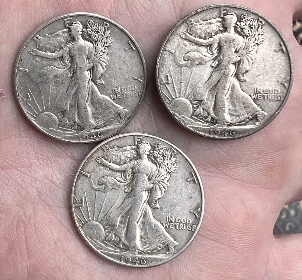 1946 Walking Liberty Silver Half Dollars (3)