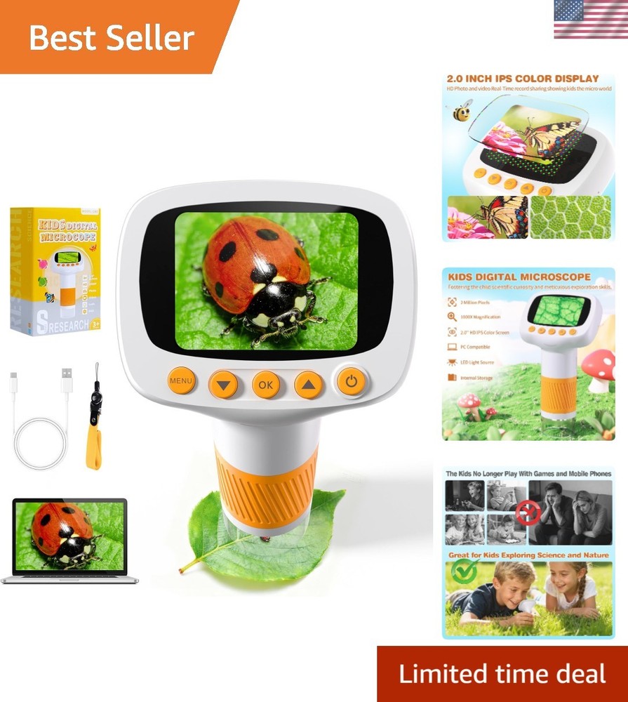 Portable Kids Microscope – 1000X Magnification for Fun Science Exploration!