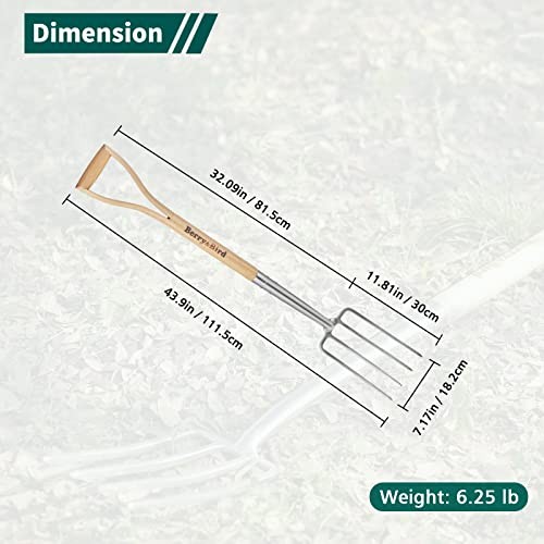 Gardening Digging Fork, 4-Tine Spading Fork with D 4-Tine Spading Digging Fork