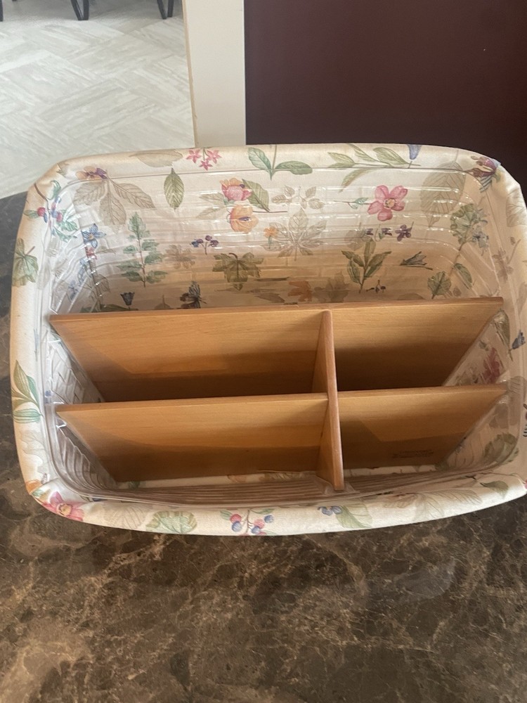 Longaberger Large Desktop 2002 Basket & Botanical Fields Liner & Protector
