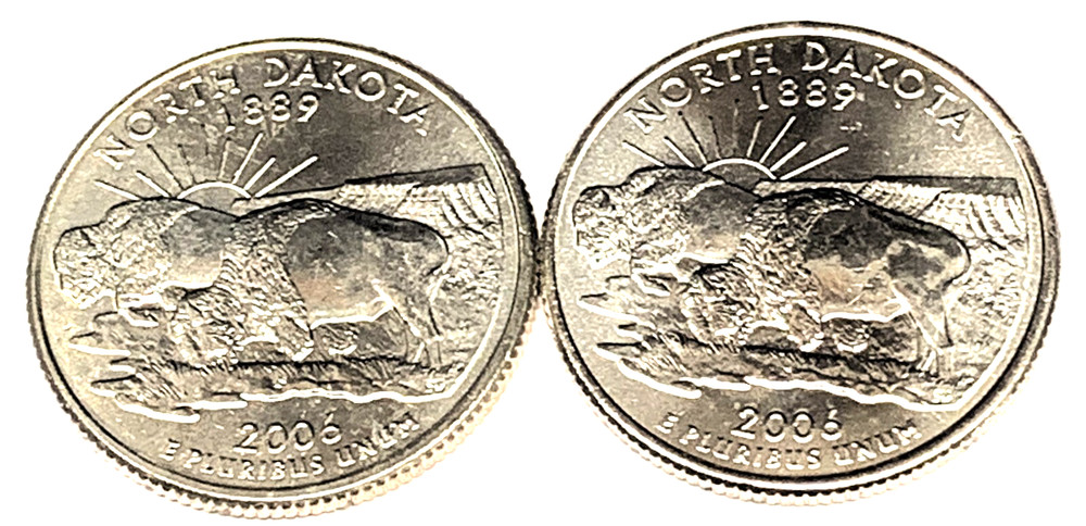 # C3189  NORTH DAKOTA  STATEHOOD  QUARTERS, P & D  from  MINT ROLLS