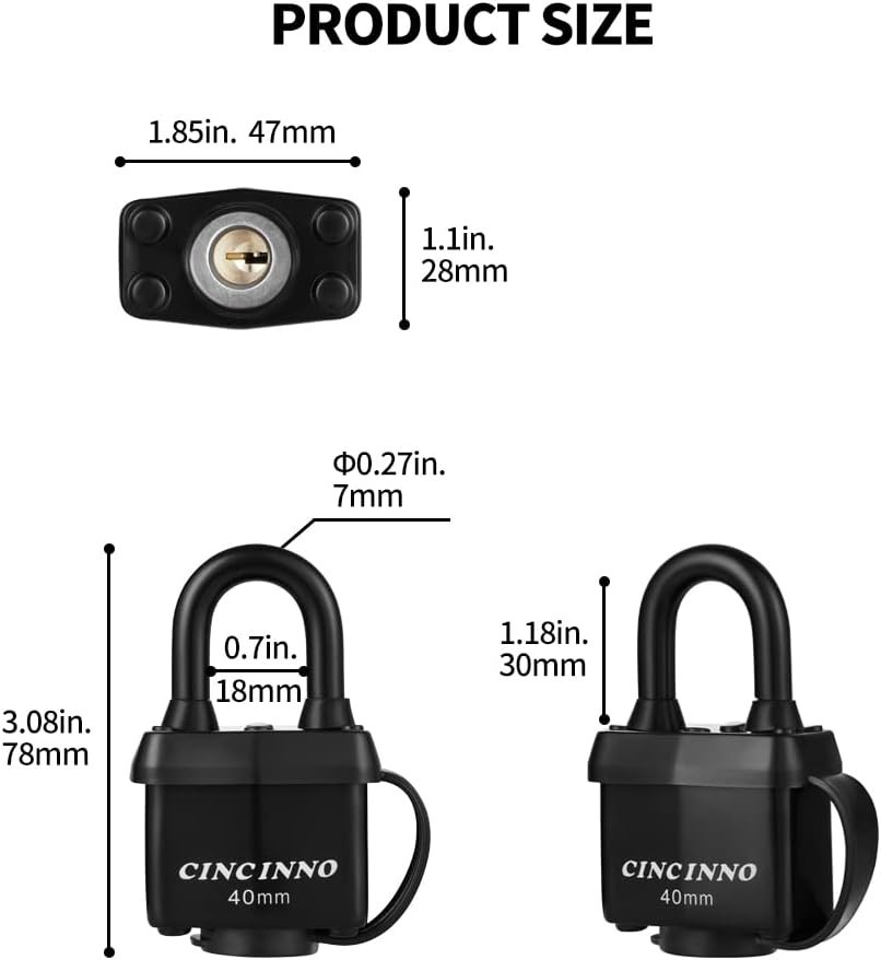 Weatherproof Padlocks - 6 Pack Keyed Alike Heavy Duty Security