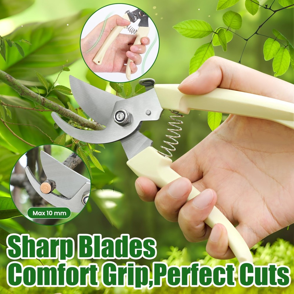 Tuipmui Pruning Shears, Sharp Stainless Steel Garden Bypass White
