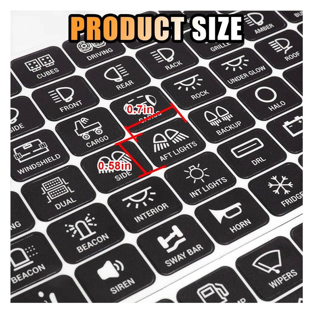 120PCS Auto Switch Panel Labels Decal Kit for Car Dashboard Boat RV