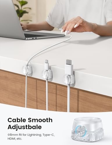Cord Organizer, Office Desk Accessories - Clear Cable 6Pack Transparent