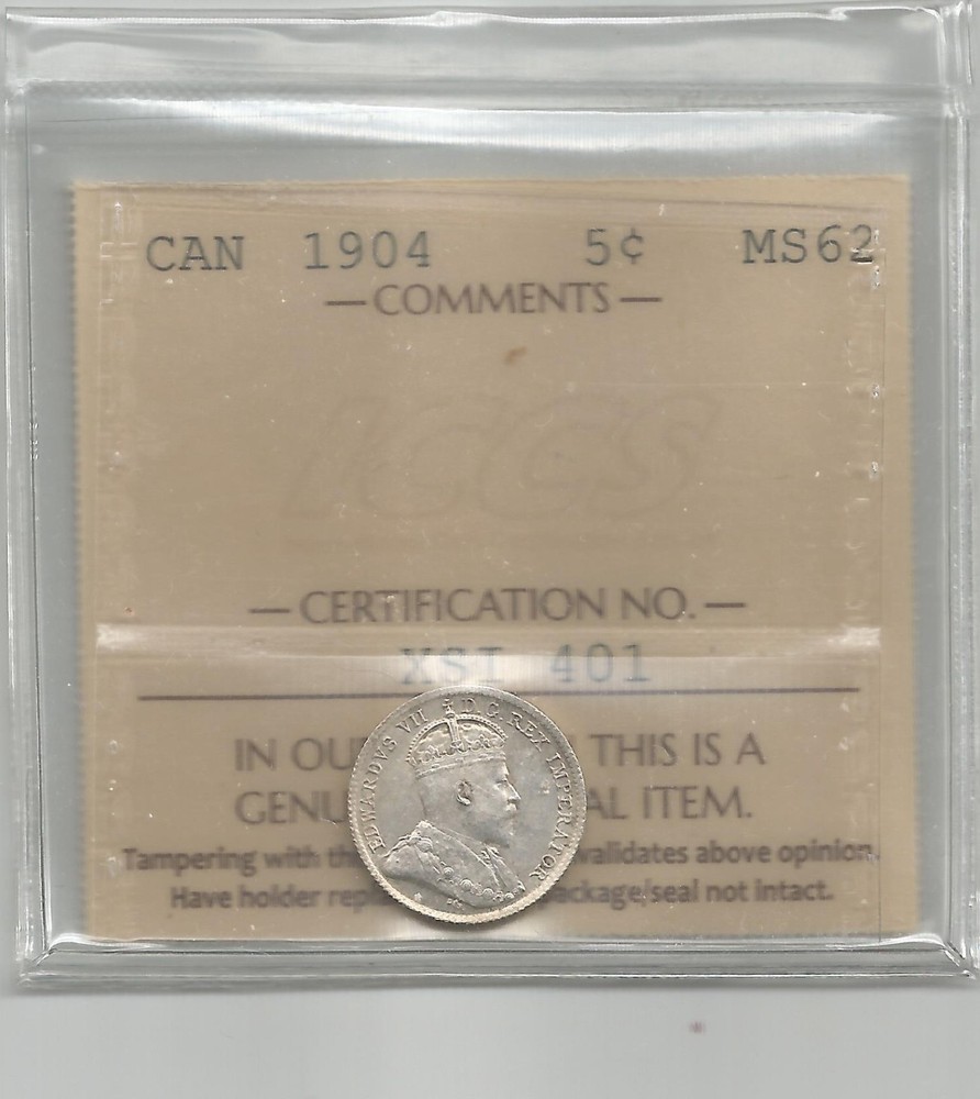 **1904** Canadian 5 Cents - ICCS MS-62