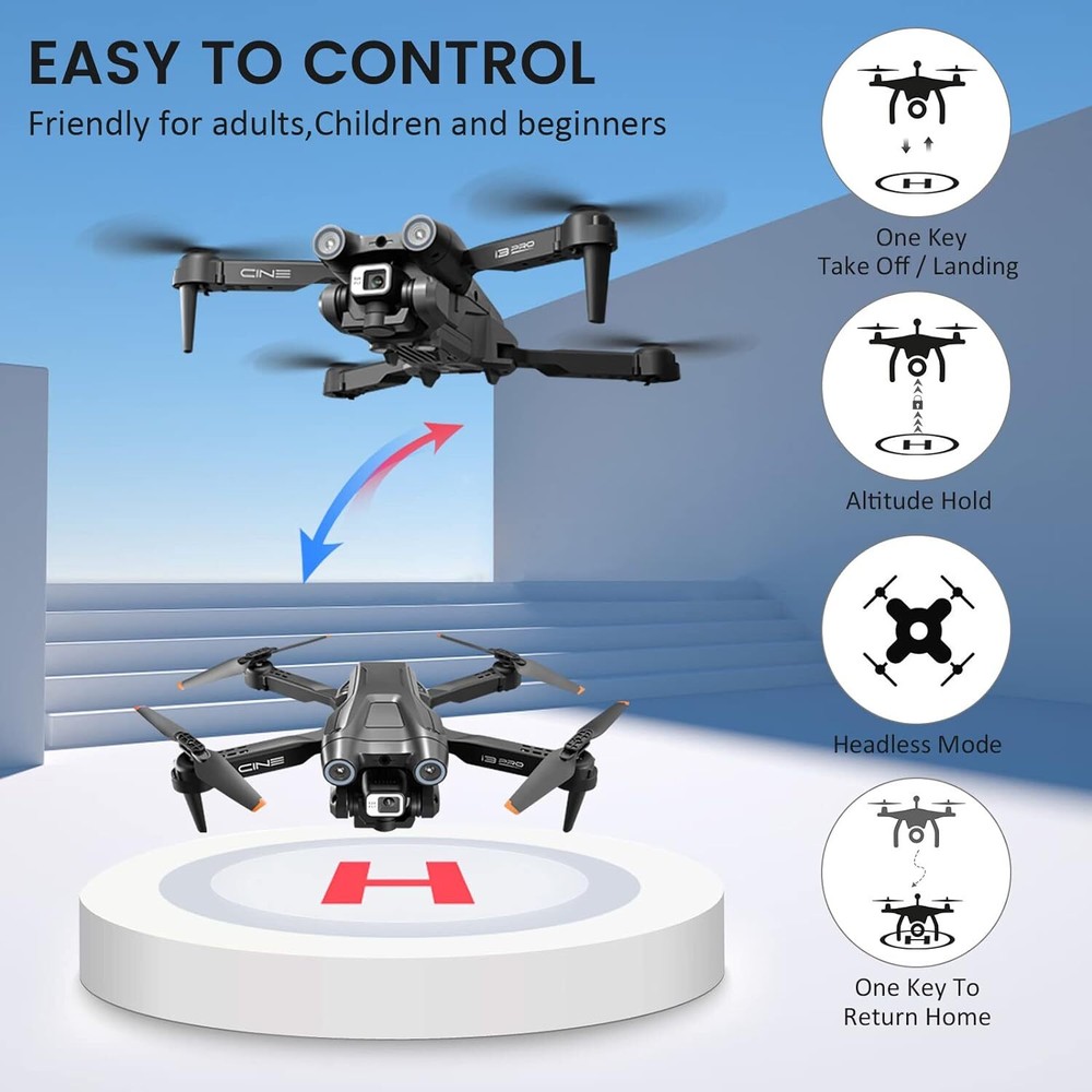 i3 Drone with 4K HD Dual Camera Obstacle Avoidance,Foldable RC Toy Gift