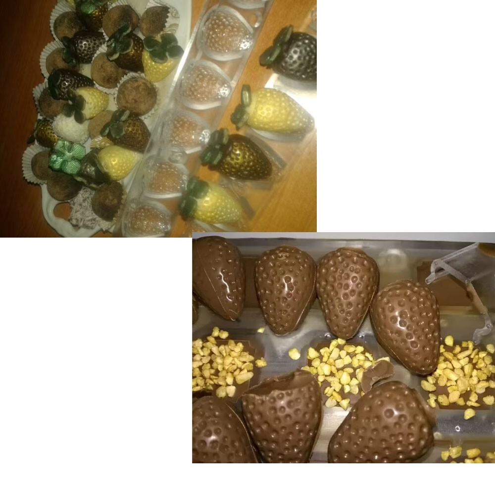 3D Strawberry Chocolate Mold Reusable Hard Solid PC Plastic Candy DIY Mould