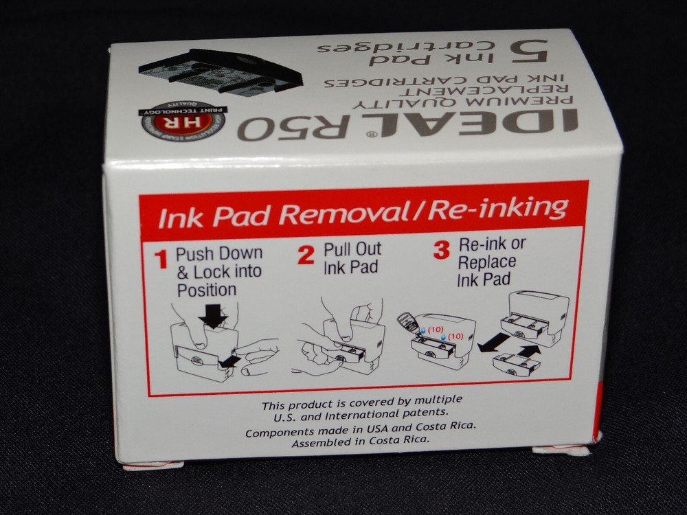 Ideal R50 Replacement Ink Pads, 5-Pack - Dry, No Ink