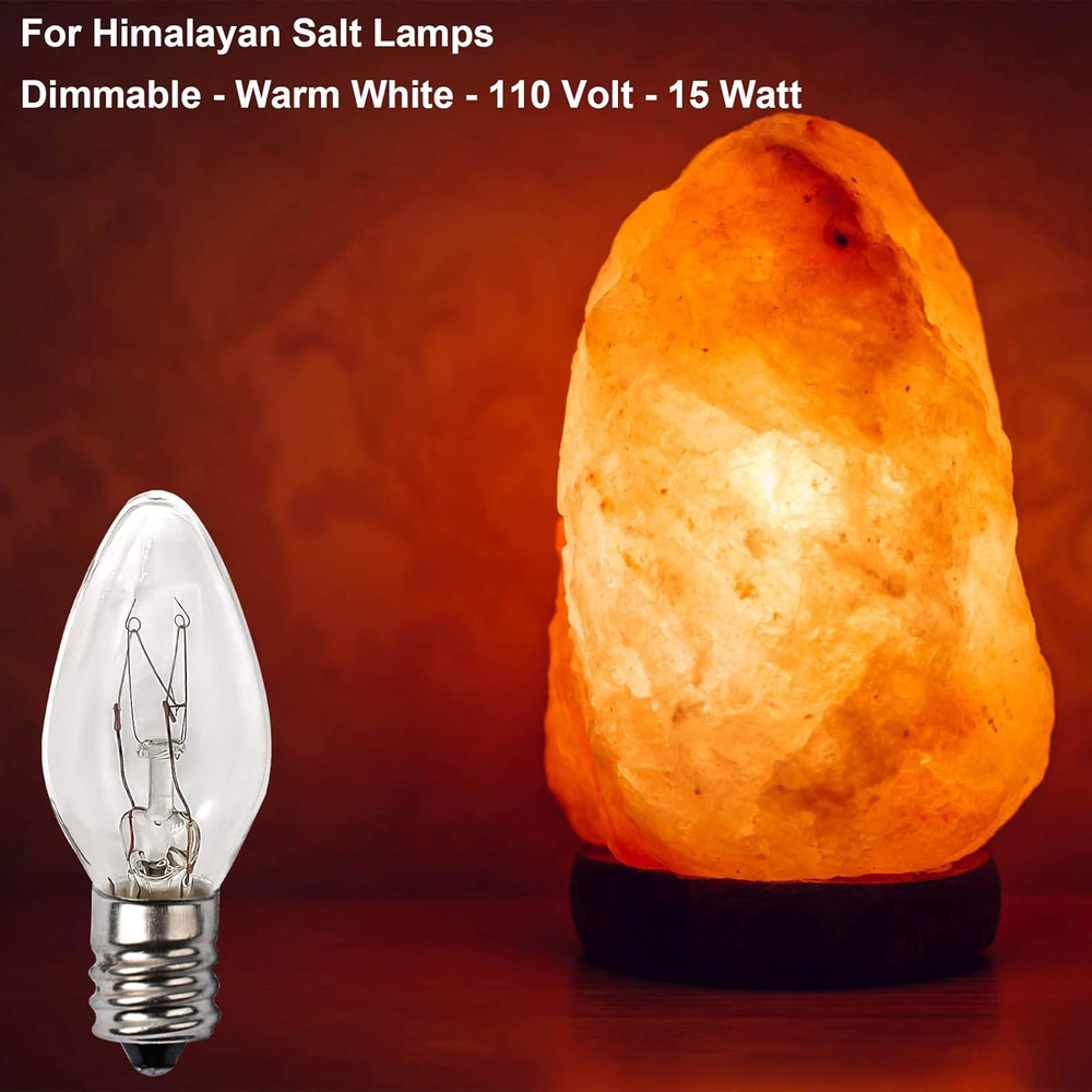 15 Watt Himalayan Salt Lamp Bulbs, 12Pack Dimmable Night Light Bulbs with E12