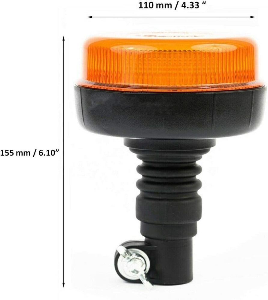 2x 12 LED Rotating Flexible DIN Pole Mount 4 Flashing Modes Warning Light Beacon