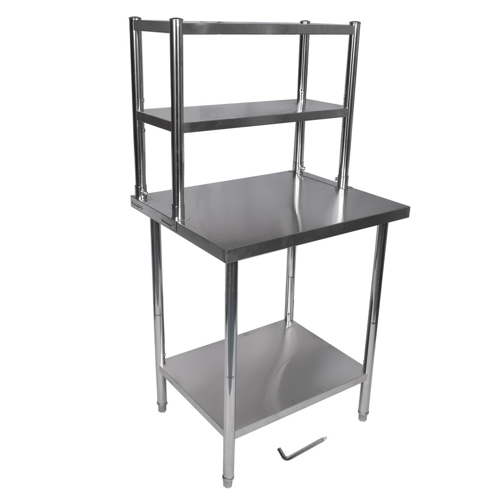 Rolling Kitchen Stainless Steel Work Prep Workstation Silver for Home Restaurant