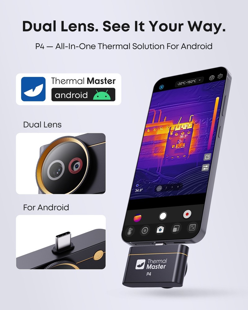 P4 Thermal Camera with Visual Camera for Android 512*384 X³IR Resolution 600℃