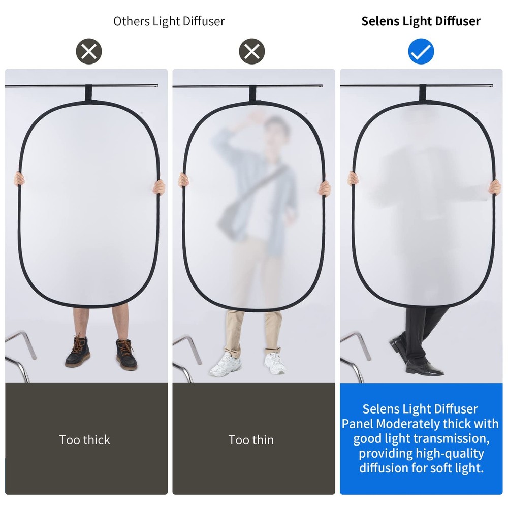 Soft White Diffuser Foldable Light Diffusion Panel Carry Bag 31x47 Inch