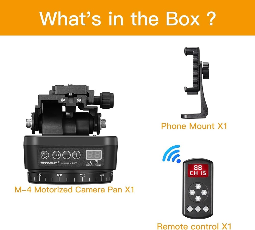 Motorized Panoramic Tripod Head Remote Control Smartphone DSLR Camcorder