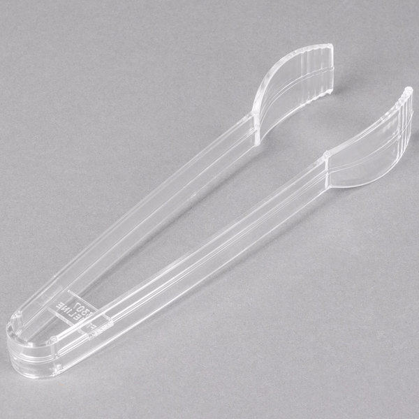 Fineline Settings 3307-CL 7" Clear Plastic Tongs - 48/Case