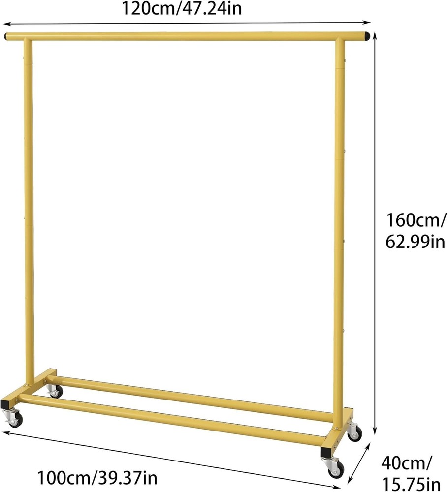 Gold Adjustable Rolling Clothing Rack - Space-Saving Organizer for Home & Retail