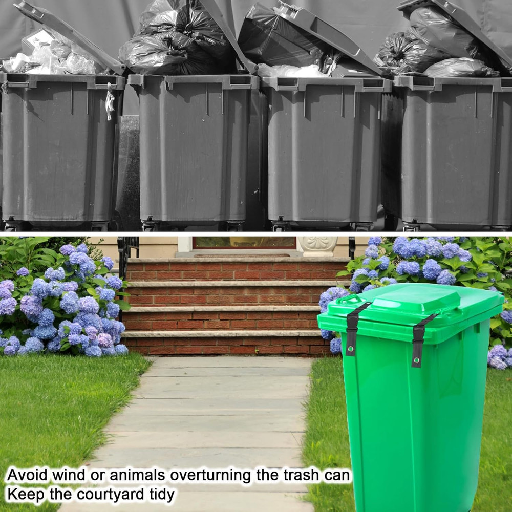 Trash Can Lid Lock For Animals – Bear & Raccoon Proof Garbage Bin Strap 2 Pcs