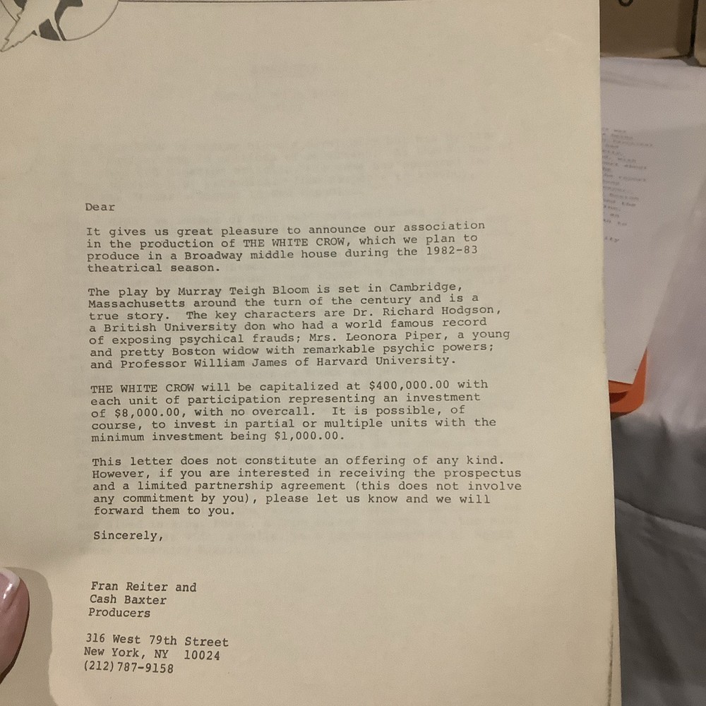 Musical Script For “ Leonora” By Murray Bloom From White Crow Co/ Cash Baxter.