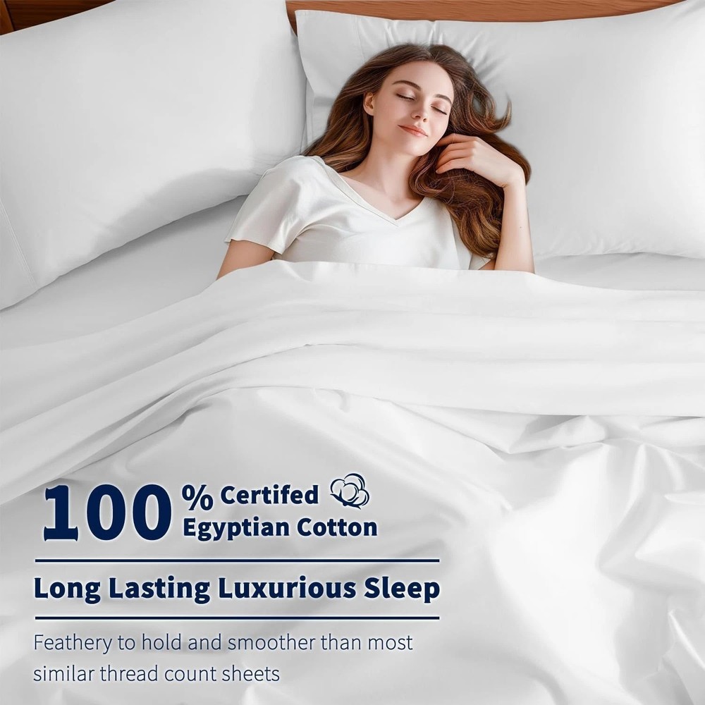 Queen Size 600 Thread Count Cotton Sheet Set - Eco-Friendly & Cooling Comfort