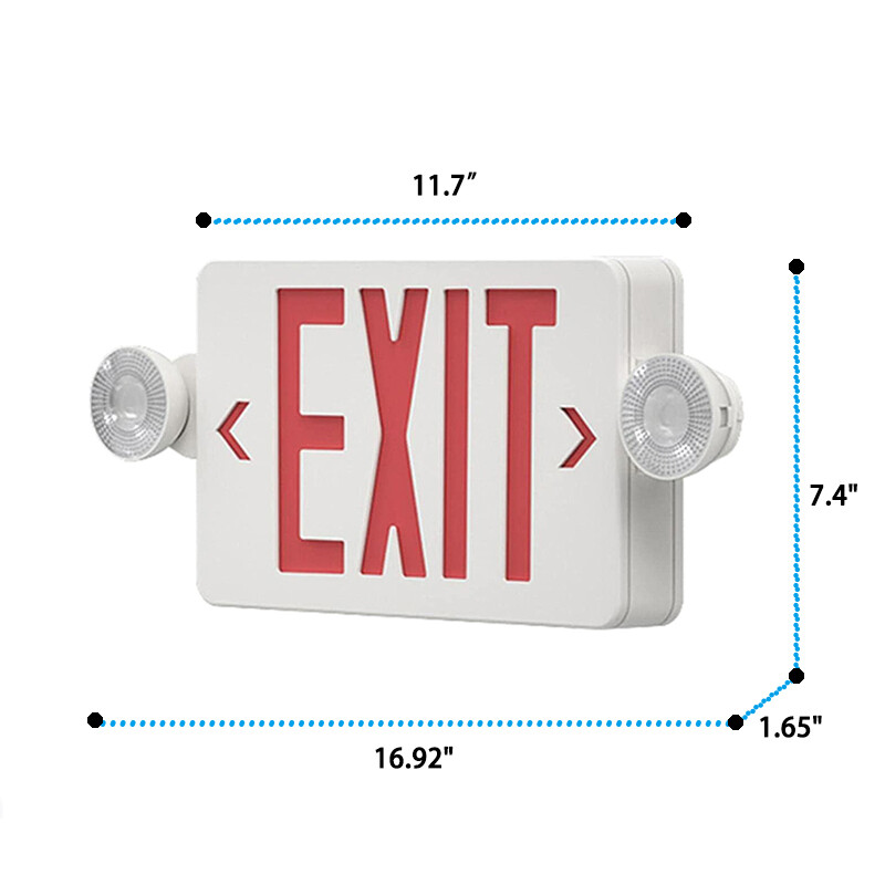 6 Pack LED Exit Sign Emergency Light – Hi Output RED Compact Combo UL-Listed