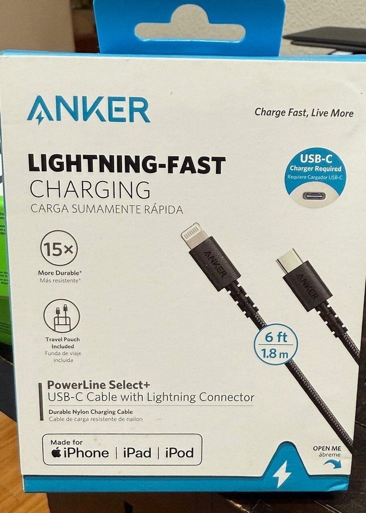 Anker PowerLine Select+ Cable USB-C to iPhone LIGHT-ING Connector Black 6ft