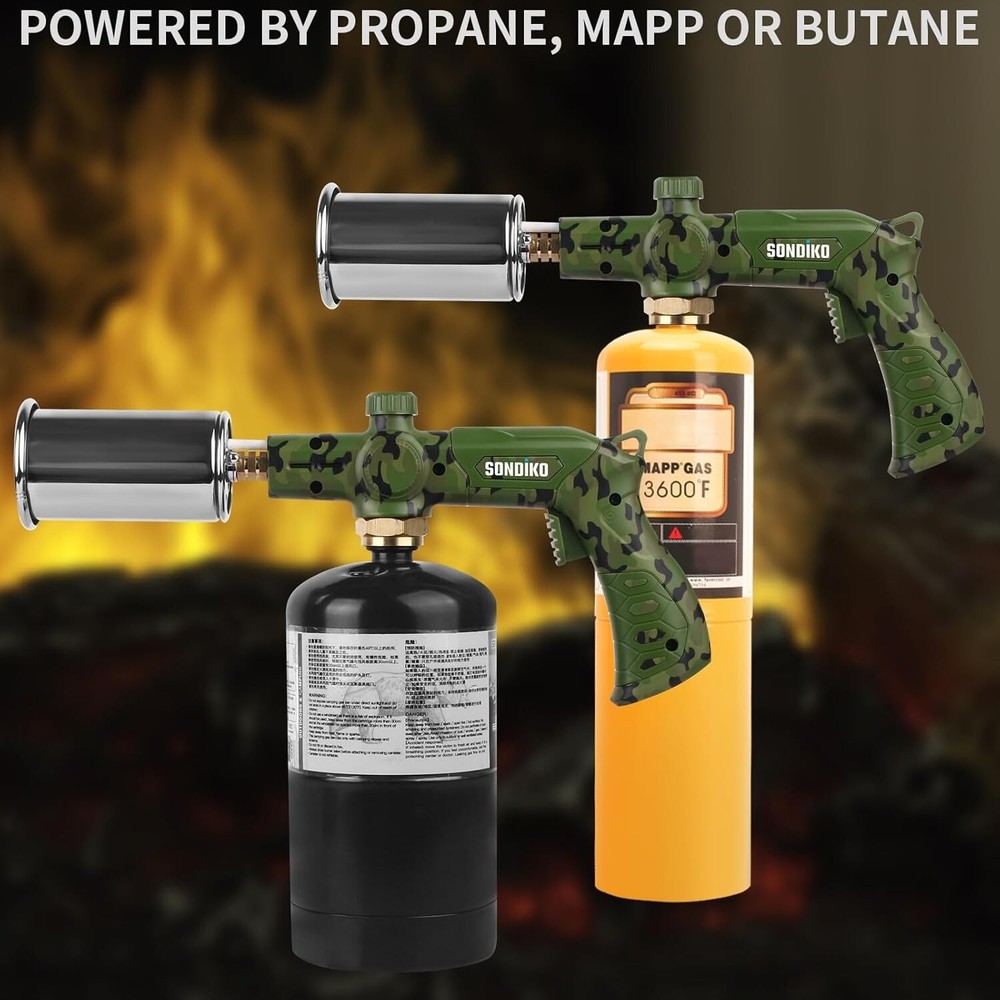 Compact Camouflage Cooking Torch - Adjustable Flame for Maximum Precision