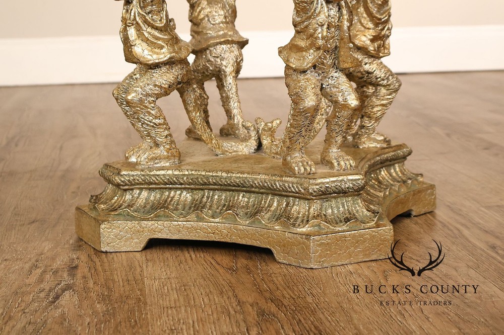 Figural Monkey Form Gilt Metal Obelisk Étagère