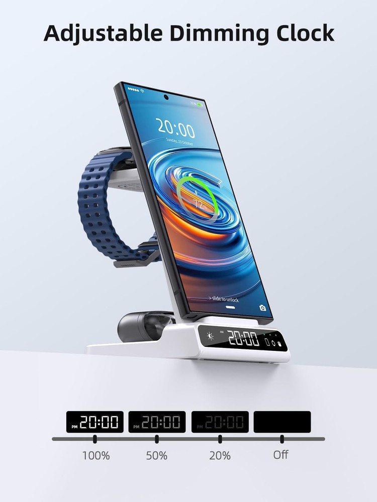 Wireless Charger Samsung Charging Station: 3 in 1 Android White