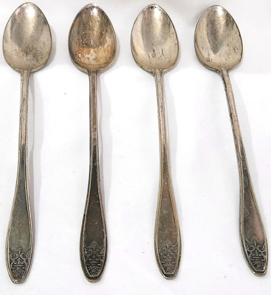 LADY DORIS PRINCESS 4 pieces ICED TEA SPOONS silverplate flatware silverware