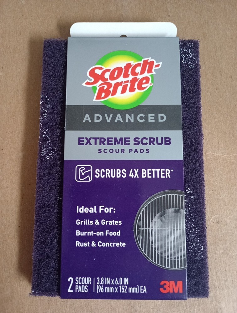 Scotch-Brite Advanced Extreme Scrub Scour Pads ~Grill Cleaning~ 2 Pack ~NEW