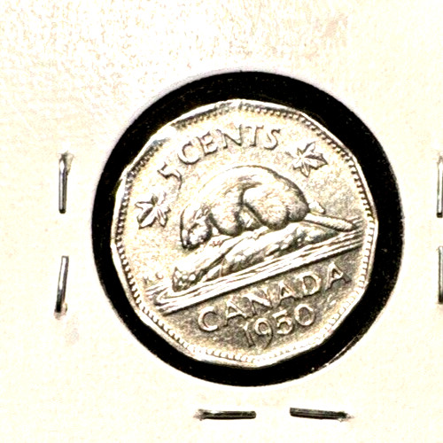 Canada 1950 five cents KM 42 AU