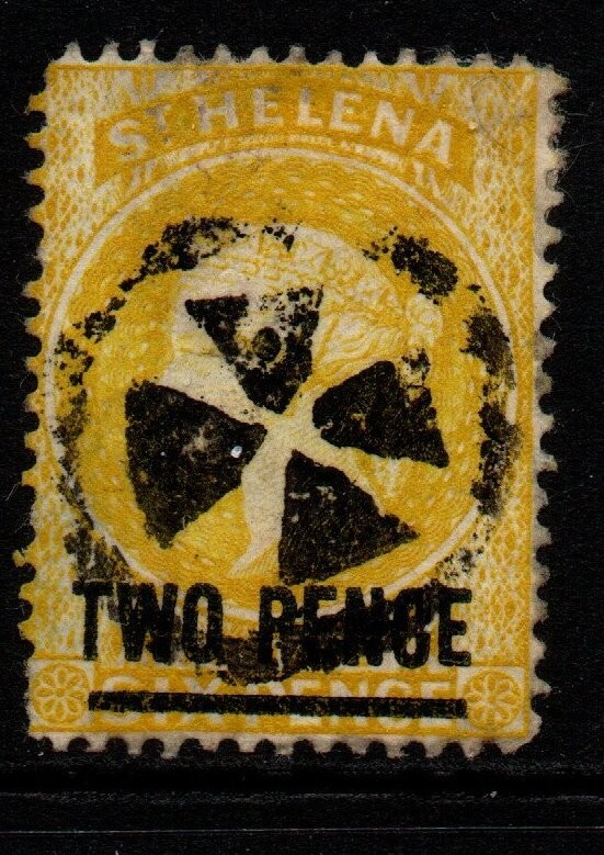 ST.HELENA SG28 1880 2d YELLOW TYPE B p14 USED - THINNED