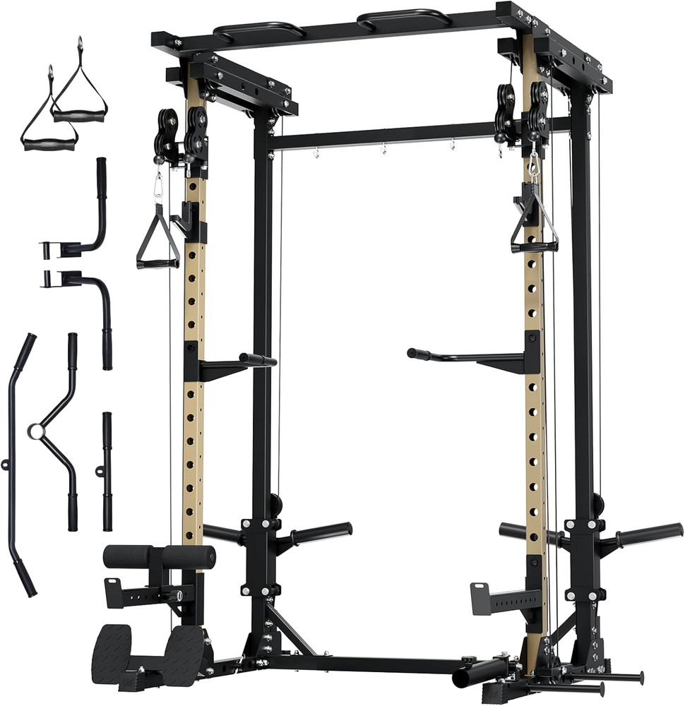Drone3 Power Rack, 2500Lbs Multi-Function Home Gym Squat Rack with Dual Pulley S