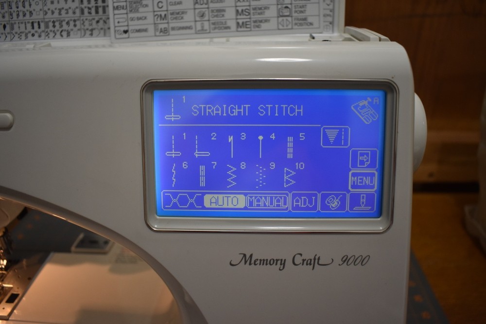 Janome Memory Craft 9000 Sewing Machine with Customizer 2000 Blank Card Extras