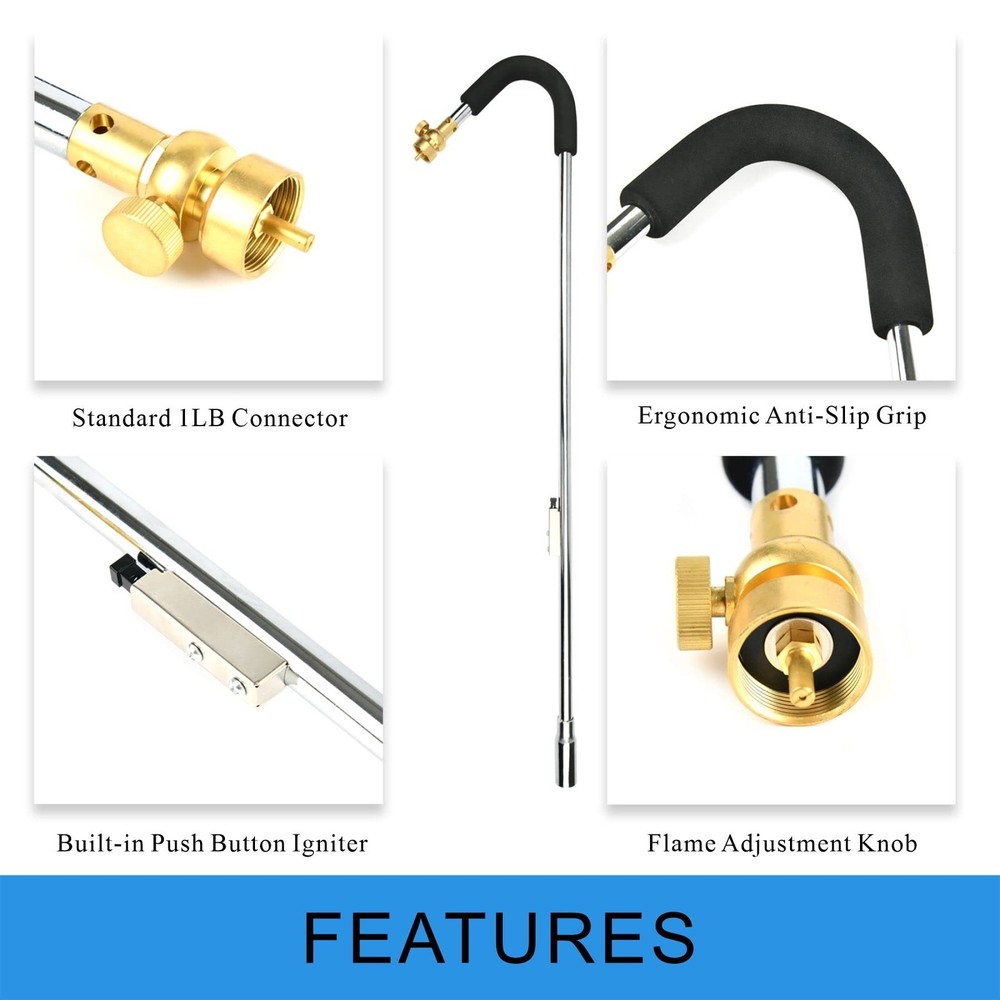 Propane Torch Weed Burner Propane Weed Torch with Turbo Trigger Push Button I...