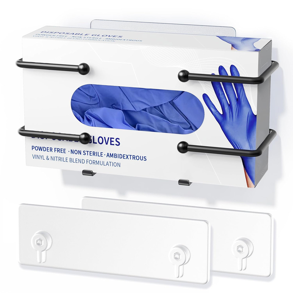 Glove Box Holder, Adhesive Wall-Mounted Metal Dispenser, Tool-Free Organizer ...